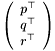 \[ \left(\begin{array}{c} p^{\top} \\ q^{\top} \\ r^{\top} \end{array}\right) \]